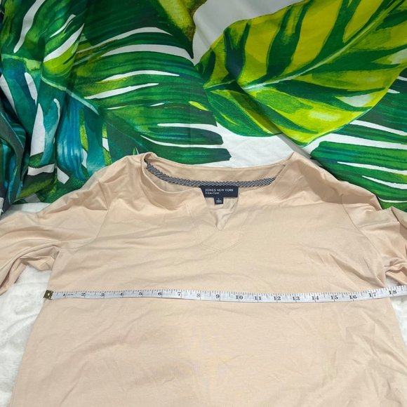 JONES New York Signature Large Peach Light Orange Blush 3/4 Sleeve Casual Tee - Picture 4 of 7